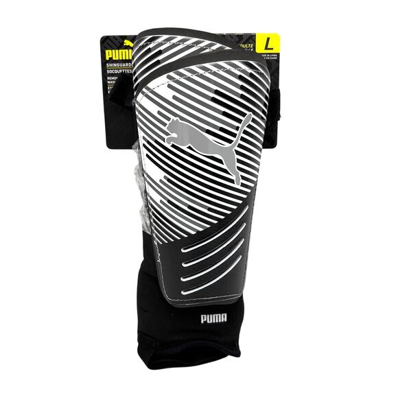 Puma Strike Soccer Shin Guards Adult L Large Black Washable Stirrup Ankle Socks - Picture 1 of 6